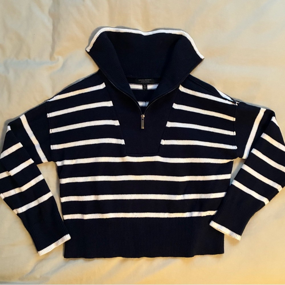 Nautical Striped Half-Zip Sweater